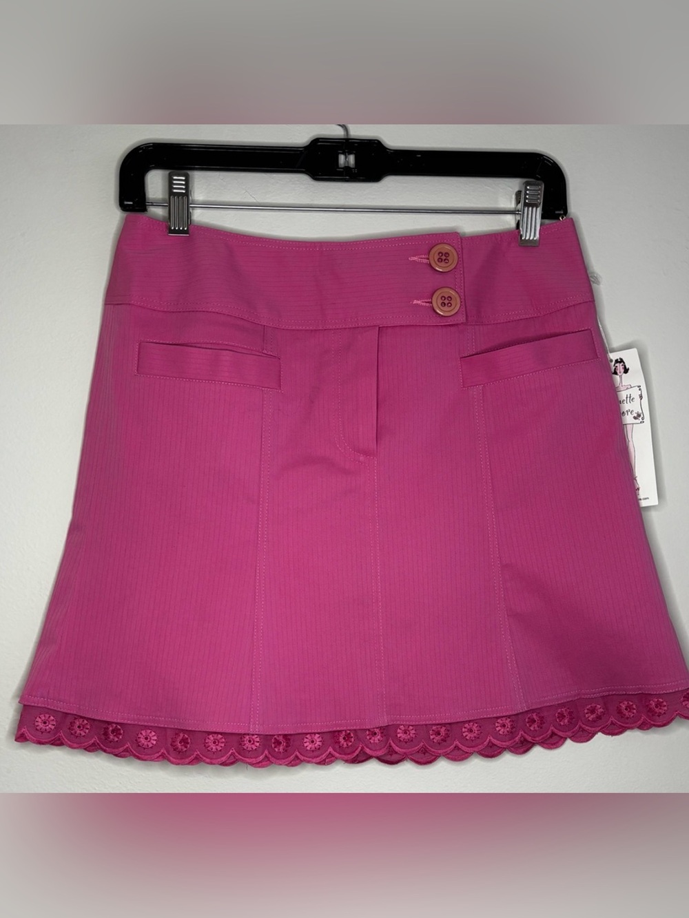 Vintage Y2K Nanette Lepore Raspberry Pink Barbiecore Mini Skirt Size 2 - Picture 2 of 8